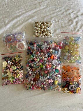 2.2LB Mixed Glass & Acrylic Beads Bulk Assorted Sizes Hole Charms DIY Making